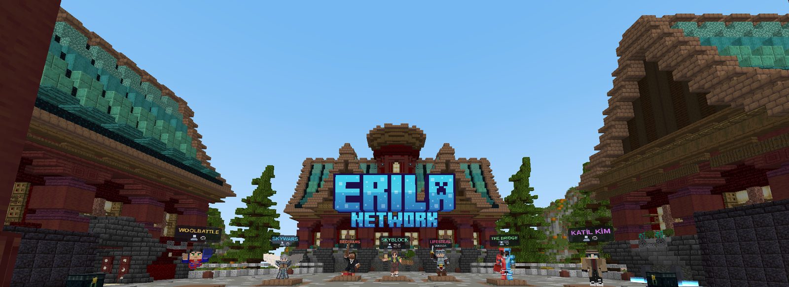 Erila Network hub meydanı, logo ve oyun karakterleri